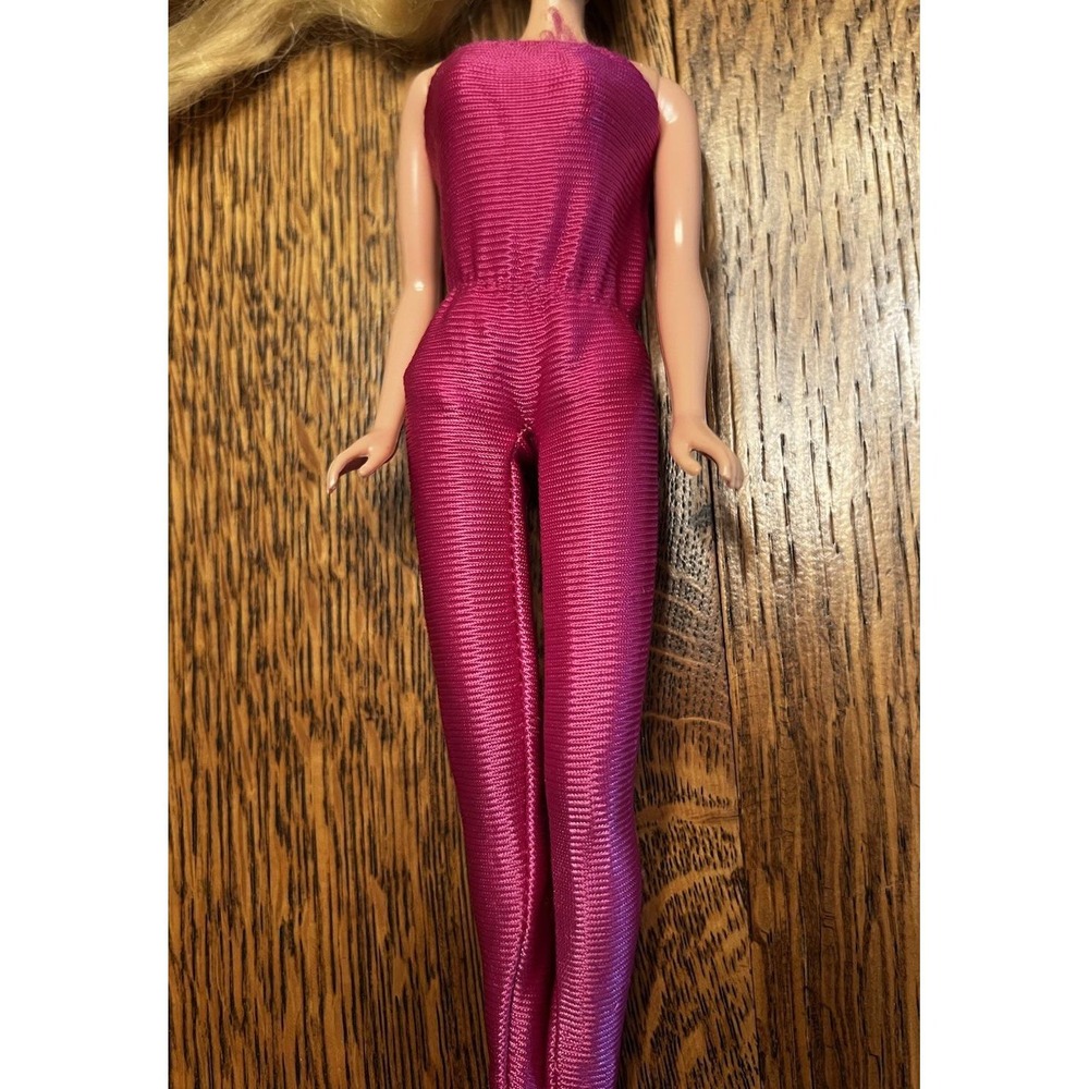Vintage 1970s Barbie Magenta Ribbed Jumpsuit Strapless Doll Clothes Retro